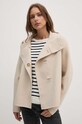 Vlněná bunda Tommy Hilfiger béžová WW0WW42138