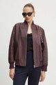 Kožna bomber jakna BOSS bez tople podstave bordo 50521929