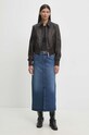 Kožená bunda Remain Short Bomber Jacket 501933493 hnedá AW24