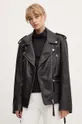 Шкіряна куртка Remain Biker Leather Jacket з підкладкою чорний 502123100