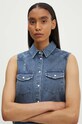 The Kooples kamizelka jeansowa bawełna niebieski FCCD29000J