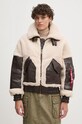 Alpha Industries geaca Teddy PU Bomber cu captuseala bej 148001