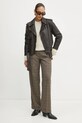 Luisa Spagnoli geaca ramones de piele SINGOLO 541219 maro AW24