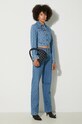 Marine Serre denim jacket Moon Laser Denim Cropped Jacket WJA041A blue AW24