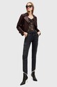 Kožená bunda AllSaints DALBY BIKER W099LB burgundské