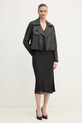 OUI geaca de piele 90008 negru AW24
