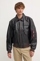 Alpha Industries kurtka skórzana brązowy 100109