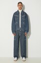 Kenzo geacă din denim Trucker Denim Jacket Weave FE65DV3106J2.DD bleumarin AW24