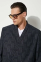 Kenzo giacca in lana Kenzo Weave Kimono Tailored Jacket FE65VE1309JG.77 blu navy