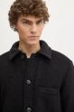 A.P.C. woolen shirt jacket veste emile patch black WVBCA.H02961