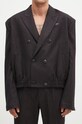 Martine Rose marynarka z domieszką wełny Elasticated Db Tailored Jacket czarny 349WT06007