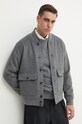 Куртка-бомбер с примесью шерсти Hackett London без подкладки серый HM403233