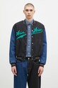 Aries kurtka bomber jeansowa Varsity Denim Jacket bez kaptura czarny AR7030302