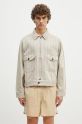 Human Made giacca-camicia di cotone Herringbone Zip-Up Work Jacket non isolato beige HM28JK014