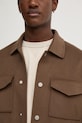 Nanushka kurtka koszulowa wełniana RHYS NM24FWJK02578 brązowy