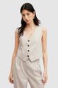 AllSaints vestă de in WHITNEY WAISTCOAT cu captuseala bej W035QA