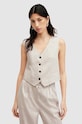 AllSaints kamizelka lniana WHITNEY WAISTCOAT tkanina beżowy W035QA
