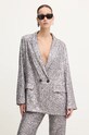 Never Fully Dressed marynarka Gunmetal Sequin 54 Blazer aplikacja szary NFDOU362