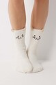 women'secret zokni SO FLUFFY WHITE CAT SINGLE hosszúszárú zokni fehér 3618706