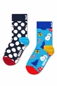 Happy Socks skarpetki dziecięce Kids 2-Pack Big Dot Socks 2-pack skarpetki długie granatowy P001695