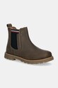 Детские кожаные зимние ботинки Tommy Hilfiger без утепления зелёный T1X5.33700.27.29