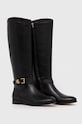 Kožené čižmy Lauren Ralph Lauren Brooke Tall usňová koža čierna 802937804001.001