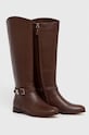 Lauren Ralph Lauren kozaki skórzane Brooke Tall płaski brązowy 802937804003.200