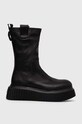 AGL botki skórzane Milagros D751503PGKI0121013 czarny AW24