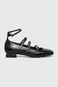 Kožne balerinke AGL Angie L Straps D557003PCMOON0000 crna AW24