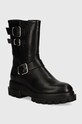 Kožené členkové topánky AGL Chunky Biker usňová koža čierna D756589PGKA2131013
