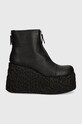 AGL botki skórzane Lava D238502PGTOCKI0000 czarny AW24