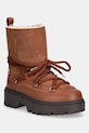 Sněhule Tommy Hilfiger REAL SHEARLING LACE-UP SNOWBOOT semišová kůže hnědá FW0FW08085