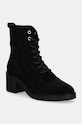 Gležnječe od brušene kože Tommy Hilfiger SUEDE MID HEEL LACEUP LOGOTAPE na vezanje crna FW0FW08090