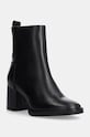 Kožené členkové topánky Tommy Hilfiger ANKLE BOOT MID WRAPPED LTHR HEEL usňová koža čierna FW0FW08098