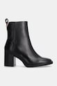 Kožené členkové topánky Tommy Hilfiger ANKLE BOOT MID WRAPPED LTHR HEEL FW0FW08098 čierna NC24