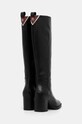 Шкіряні чоботи Tommy Hilfiger LONG BOOT MID WRAPPED LTHR HEEL чорний FW0FW08099