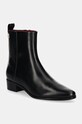 Шкіряні черевики Tommy Hilfiger LOW COWBOY FLAT LEATHER без утеплення чорний FW0FW08103