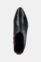 Kožené členkové topánky Tommy Hilfiger LOW COWBOY FLAT LEATHER čierna FW0FW08103