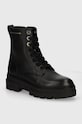 Tommy Hilfiger cizme de piele BICOLOR LEATHER LACE-UP cu snur negru FW0FW08160
