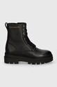 Tommy Hilfiger cizme de piele BICOLOR LEATHER LACE-UP FW0FW08160 negru AW24