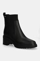 Tommy Hilfiger bőr bokacsizma FLAG MID HEEL LEATHER CHELSEA magas fekete FW0FW08163