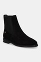 Nubukové chelsea čižmy Tommy Hilfiger FLAG SUEDE LOW CHELSEA nezateplené čierna FW0FW08176