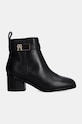 Kožené členkové topánky Tommy Hilfiger TH LOGO MID HEEL BOOTIE FW0FW08179 čierna NC24