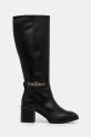 Шкіряні чоботи Tommy Hilfiger TH CHAIN LEATHER LONG BOOT FW0FW08182 чорний NC24