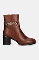 Usnjeni gležnarji Tommy Hilfiger TH CHAIN LEATHER MID HEEL BOOTIE FW0FW08183 rjava NC24