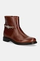 Kožne gležnjače Tommy Hilfiger TH CHAIN LEATHER LOW BOOTIE zrnata koža smeđa FW0FW08251