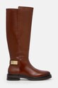 Tommy Hilfiger kozaki TH LOGO LEATHER LONG BOOT FW0FW08335 brązowy AW24