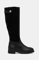 Шкіряні чоботи Tommy Hilfiger TH STUD LEATHER MIX LONG BOOT без утеплення чорний FW0FW08341