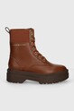 Tommy Hilfiger botki LEATHER ELASTIC RIB LACEUP FW0FW08440 brązowy AW24