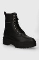Μποτάκια Tommy Hilfiger LEATHER ELASTIC RIB LACEUP υφασμάτινο μαύρο FW0FW08440